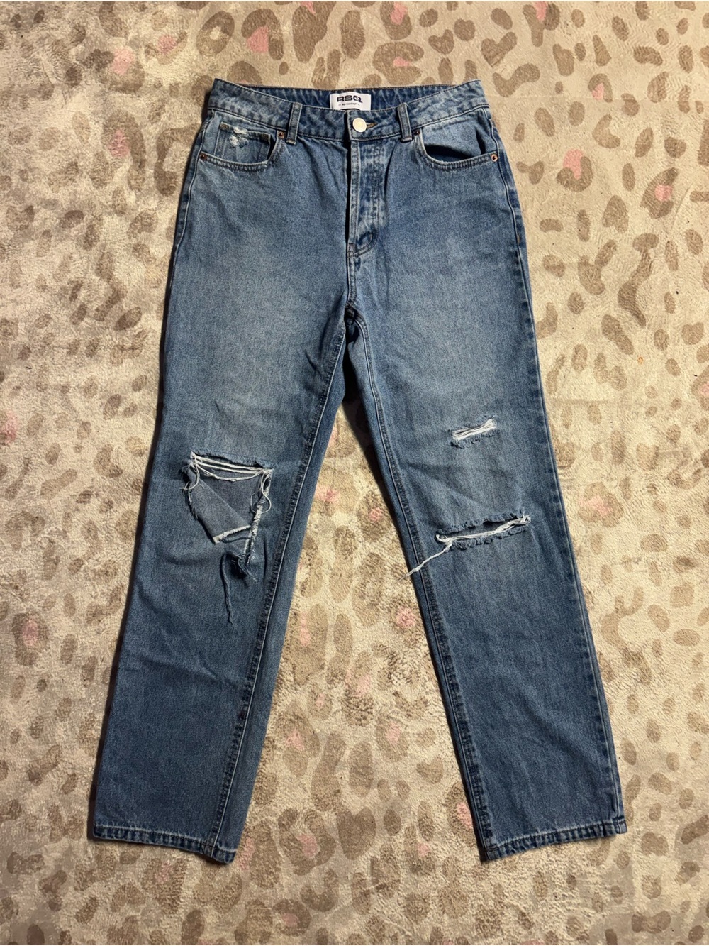 RSQ Woman’s Blue Relaxed Ripped Jeans - Picture 1 of 4